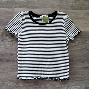 Heart Hips Black and White Striped Crop Top Medium